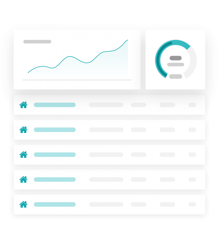 dashboard with line graph and percentage